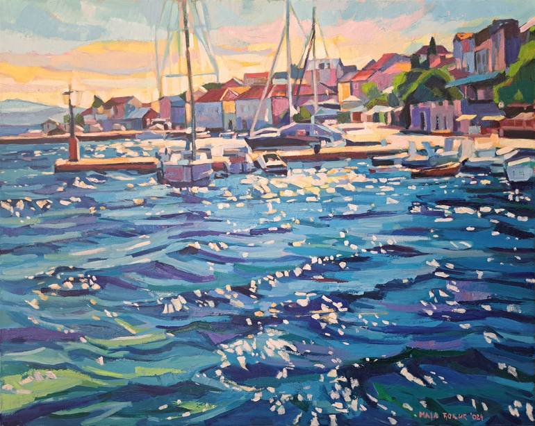 Original Seascape Painting by Maja Dokic Mihajlovic | Contemporary Art on Linen | Reflections of the sun