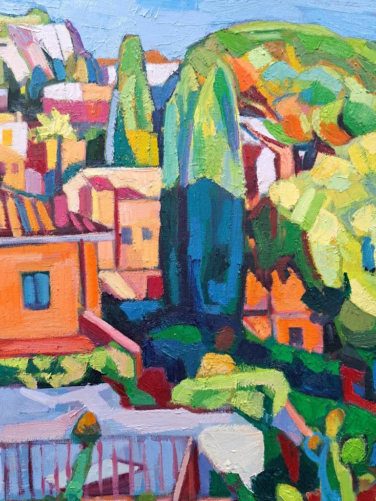 Original Fauvism Cities Painting by Maja Đokić Mihajlović