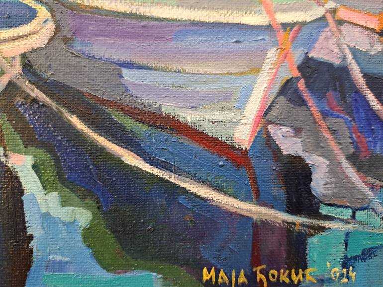 Original Color Field Painting Boat Painting by Maja Djokic