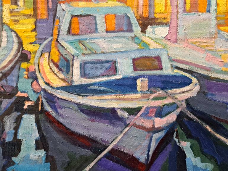 Original Color Field Painting Boat Painting by Maja Djokic