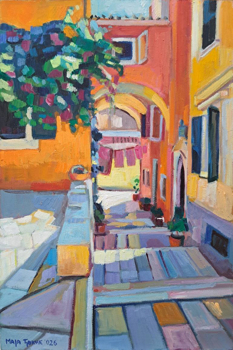 Original Architecture Painting by Maja Dokic Mihajlovic | Contemporary Art on Hardboard | Colors of the South