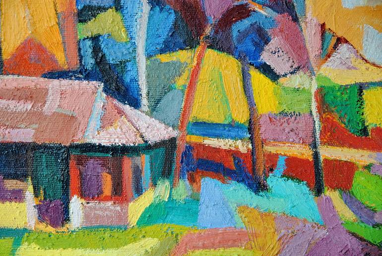 Original Abstract Expressionism Rural life Painting by Maja Đokić Mihajlović
