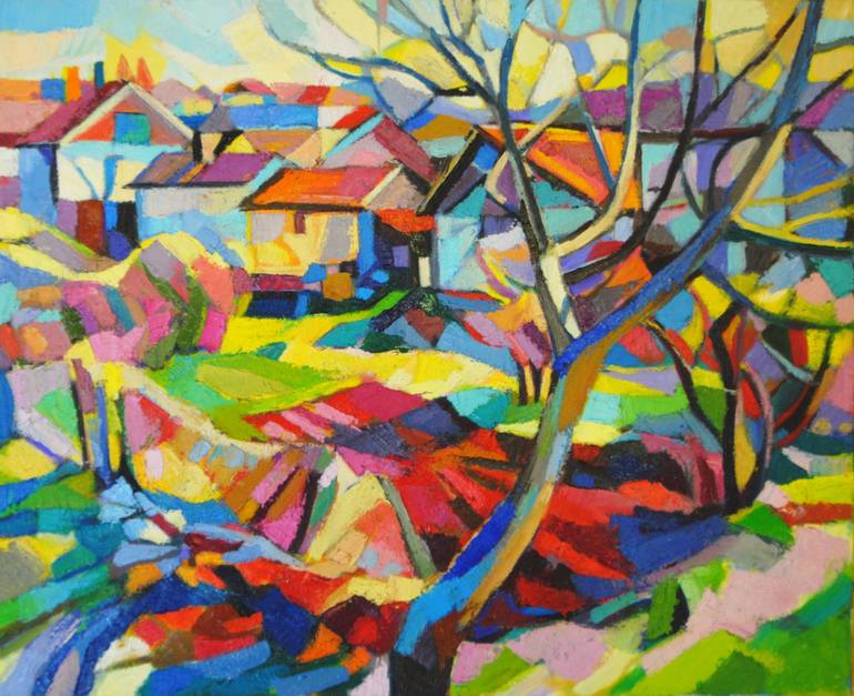 Village Painting by Maja Đokić Mihajlović | Saatchi Art