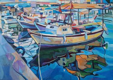 Original Figurative Boat Paintings by Maja Đokić Mihajlović