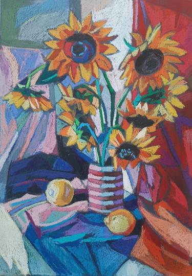 Still life  with lemons and sunflowers thumb