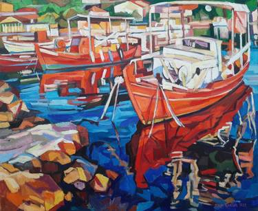 Original Fine Art Boat Paintings by Maja Đokić Mihajlović