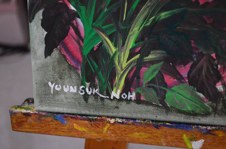 Original Abstract Expressionism Floral Painting by Younsuk Noh