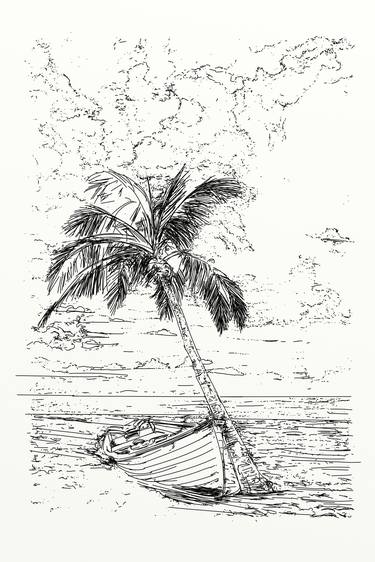 boat with sea and palm tree thumb