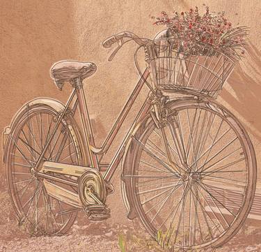 Original Fine Art Bicycle Mixed Media by Silvia Gaudenzi