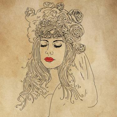 Original Art Deco Women Mixed Media by Silvia Gaudenzi