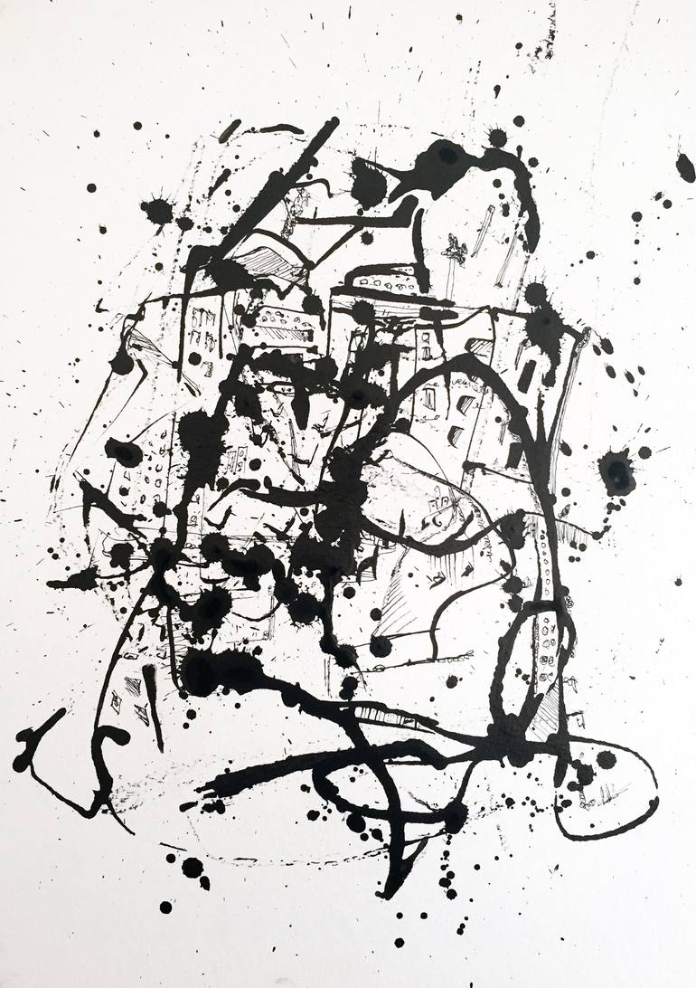 Original Abstract Expressionism Abstract Painting by Flavio Man