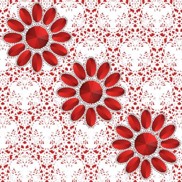 Left Top Flower Red Mandala Tile - Limited Edition 1 of 5 thumb
