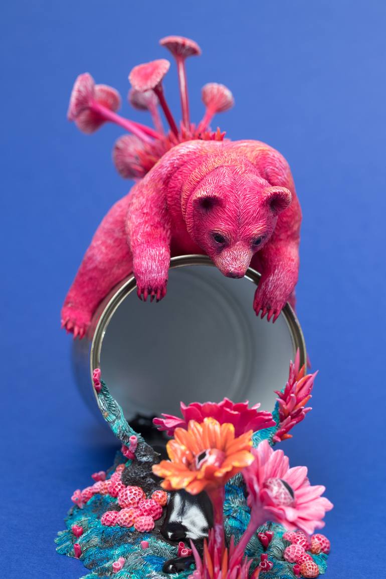 Pink Peek (Pink Bear Sculpture) - Print