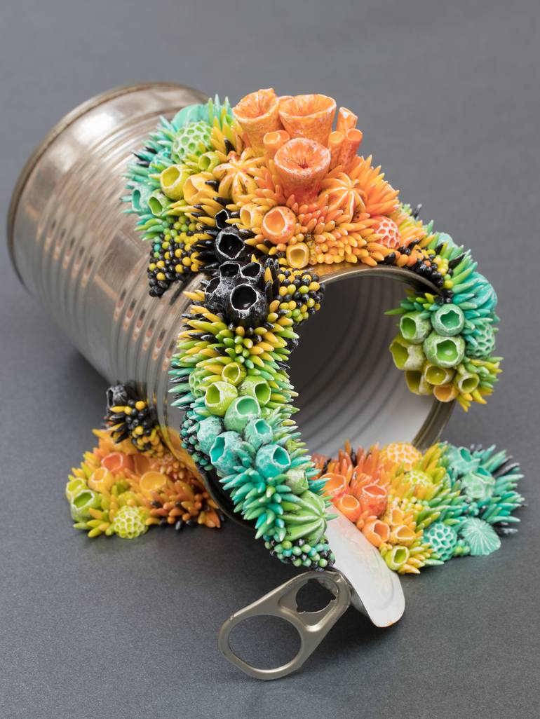 Tropical, Nature Taking Over a Tin Can Sculpture by Stephanie
