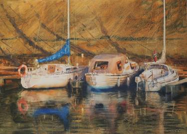 Original Abstract Boat Painting by Sergiy Lysyy