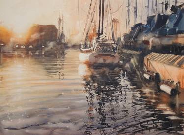 Print of Fine Art Boat Paintings by Sergiy Lysyy