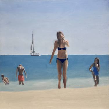 Original Figurative Beach Paintings by Michele Riche