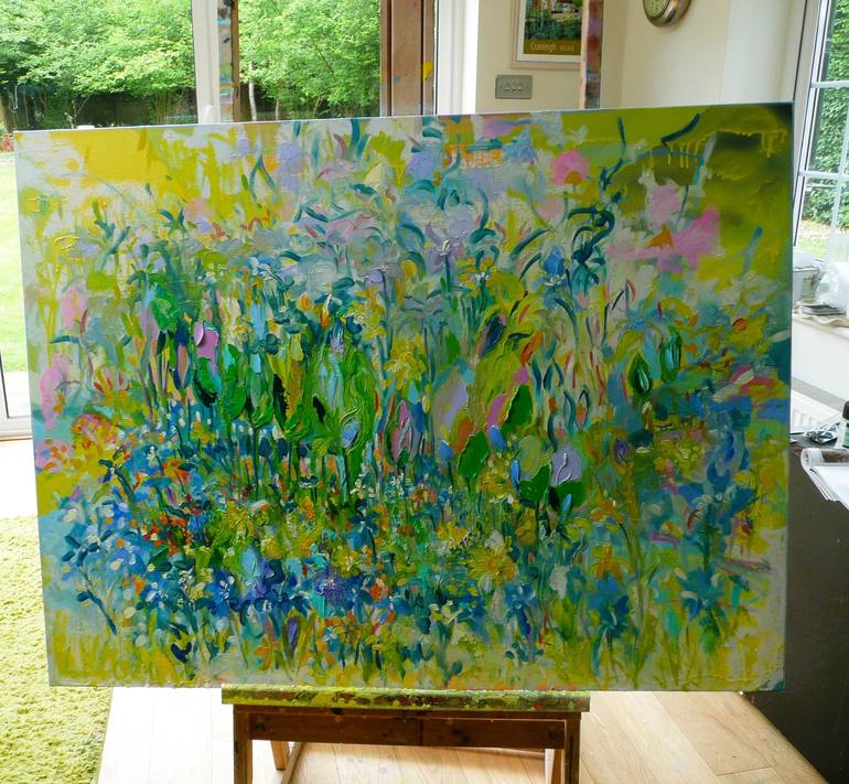 Original Abstract Expressionism Floral Painting by Lesley Blackburn