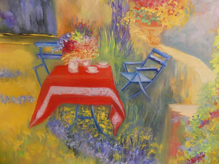 Original impressionism contemporary  Floral Painting by Lesley Blackburn