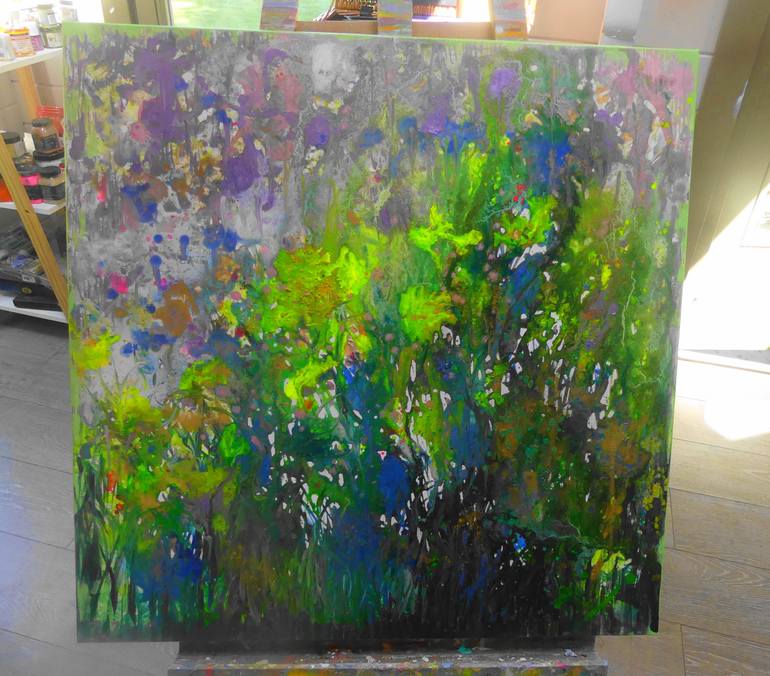 Original Abstract Expressionism Floral Painting by Lesley Blackburn