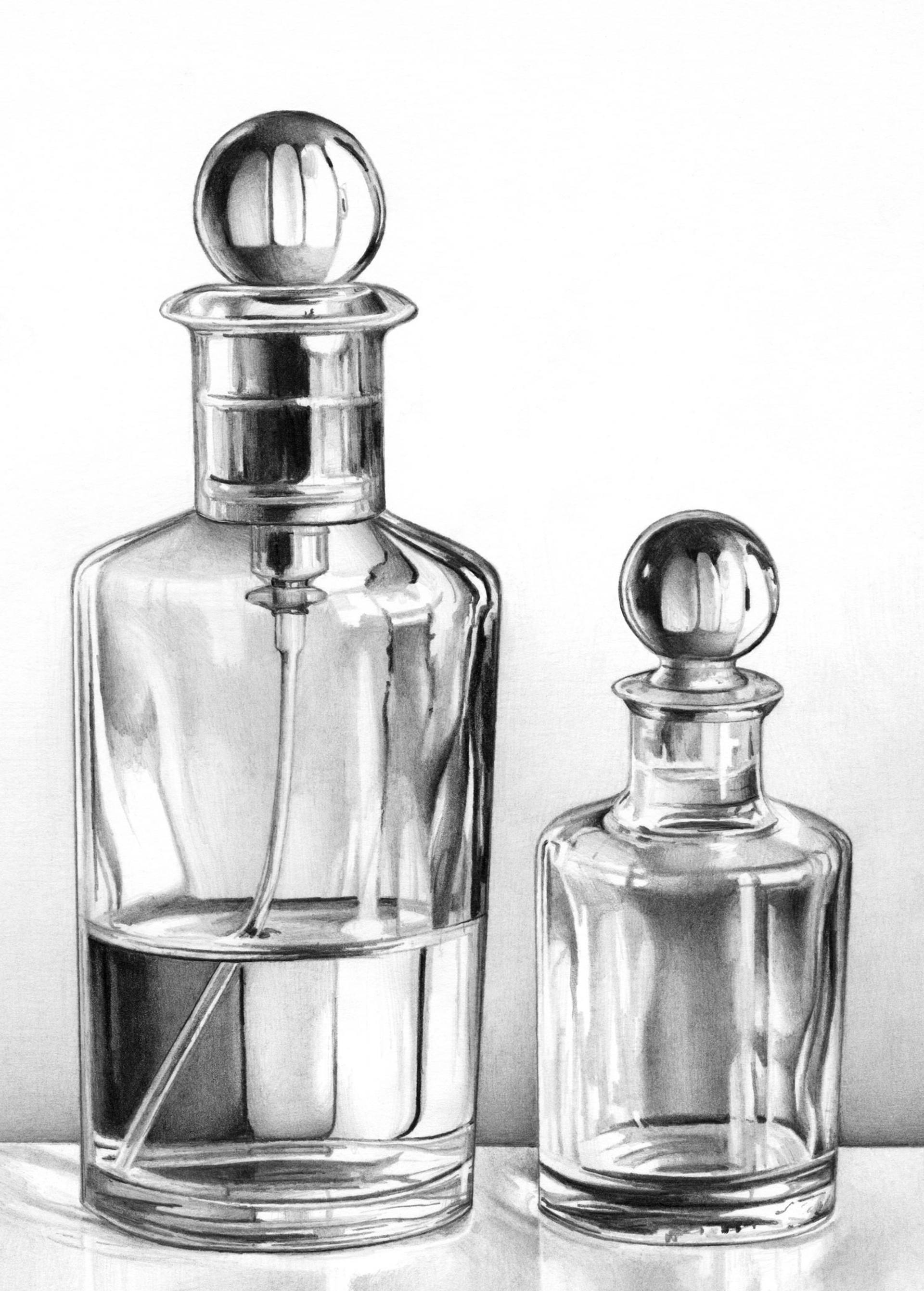 Glass bottles Drawing by Cath Riley Saatchi Art
