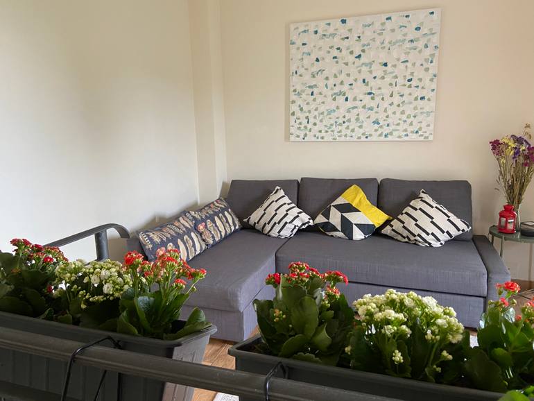 Original Art Deco Abstract Painting by Helen She