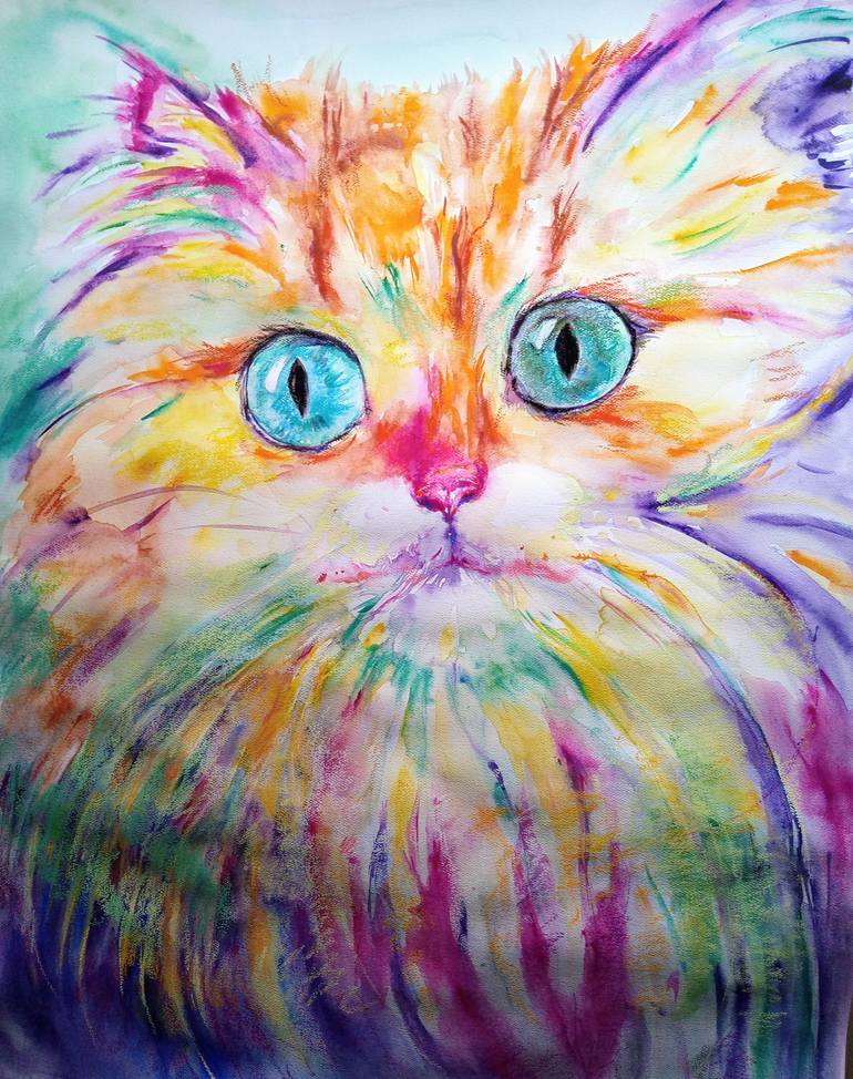 Original Contemporary Cats Painting by Daniela Vasileva