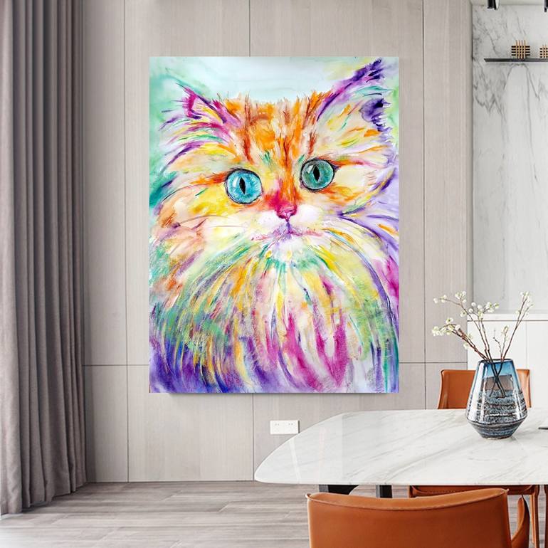 Original Contemporary Cats Painting by Daniela Vasileva