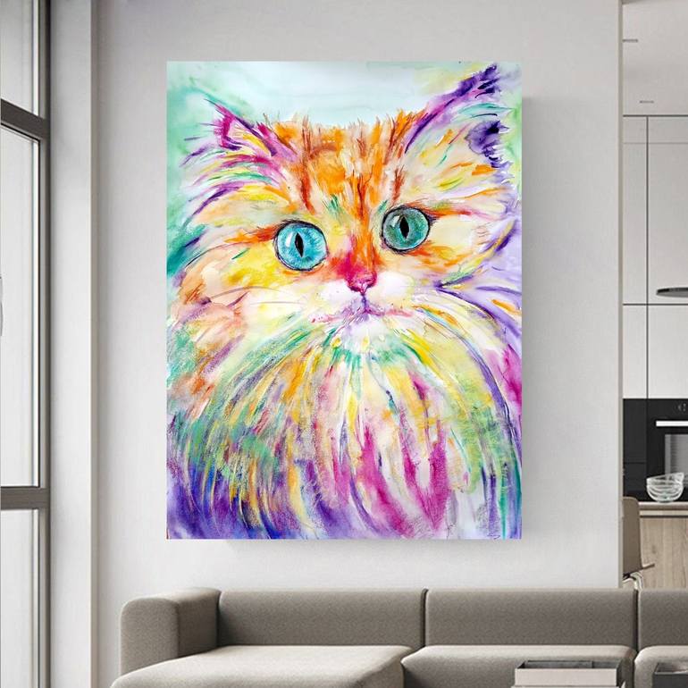 Original Contemporary Cats Painting by Daniela Vasileva