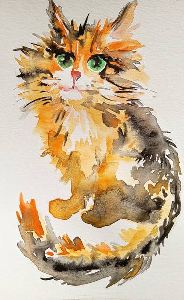 Print of Expressionism Cats Paintings by Daniela Vasileva
