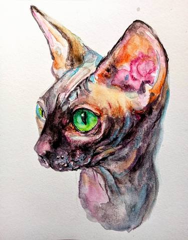 Original Figurative Cats Paintings by Daniela Vasileva