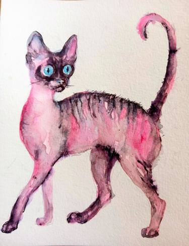 Original Figurative Cats Paintings by Daniela Vasileva