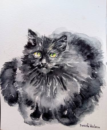 Original Expressionism Cats Paintings by Daniela Vasileva