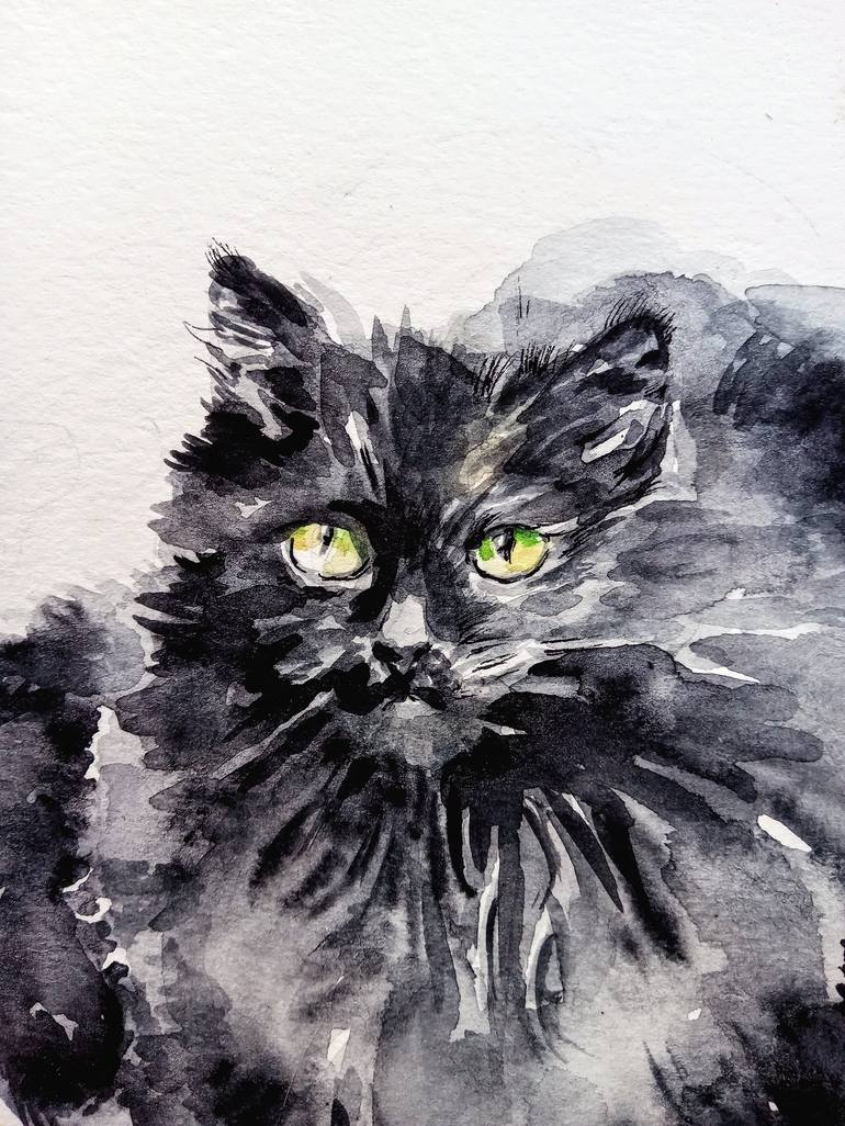Original Expressionism Cats Painting by Daniela Vasileva