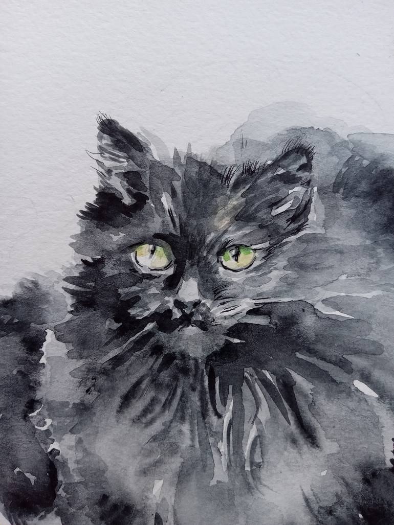 Original Expressionism Cats Painting by Daniela Vasileva