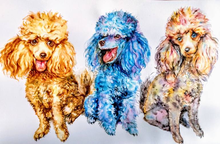 Original Figurative Dogs Painting by Daniela Vasileva