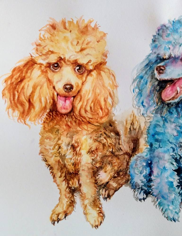 Original Figurative Dogs Painting by Daniela Vasileva