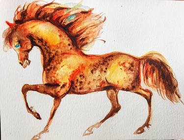 Palomino horse in motion thumb