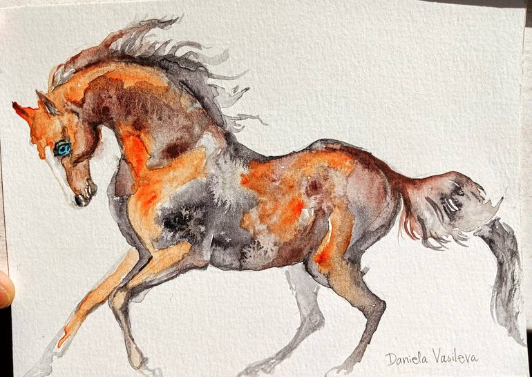 Original Contemporary Horse Painting by Daniela Vasileva