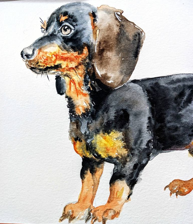 Original Figurative Dogs Painting by Daniela Vasileva