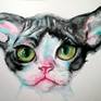 Devon Rex tuxedo kitty Painting by Daniela Vasileva | Saatchi Art