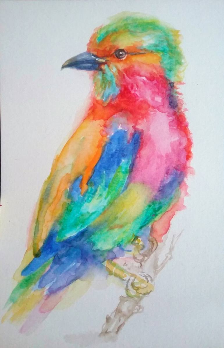 Multicolor, nature, bird Painting by Daniela Vasileva | Saatchi Art