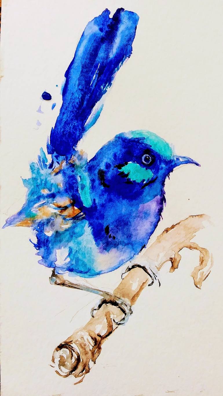 Blue bird Painting by Daniela Vasileva | Saatchi Art