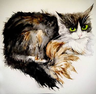 Print of Realism Cats Paintings by Daniela Vasileva