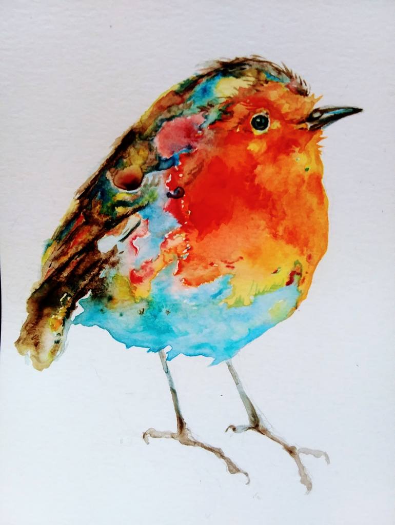 Watercolor Christmas Birds Set of 4 Art Prints of Original 