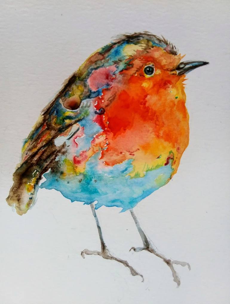 Nature. Red Robin bird Painting by Daniela Vasileva | Saatchi Art