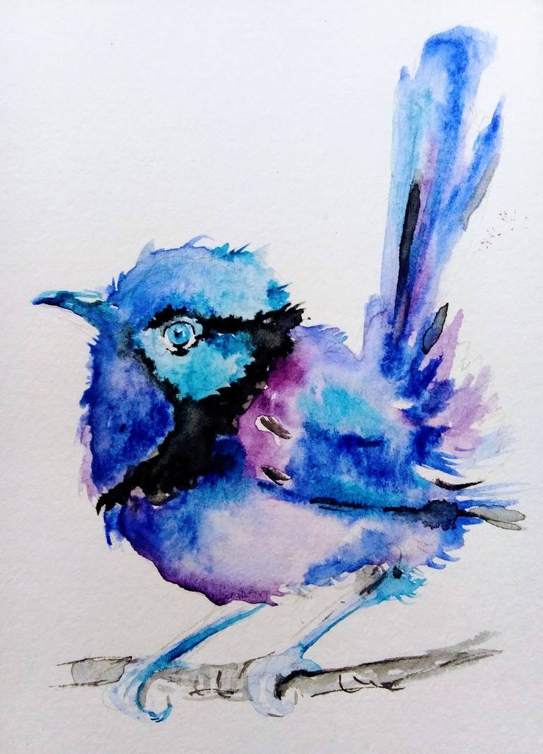 Little Blue Bird Painting By Daniela Vasileva 