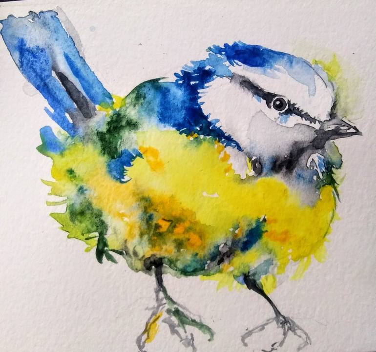 Blue tit bird Painting by Daniela Vasileva | Saatchi Art