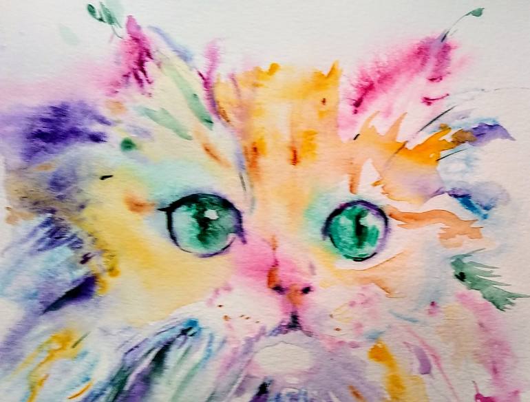 Original Cats Painting by Daniela Vasileva