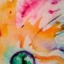 Colorful Persian cat with very Pink nose. Original watercolor painting on paper